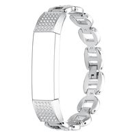 For Fitbit Alta Bands Diamond, Rosa Schleife Fitbit Stainless Steel Band Replacement Accessories Band Wrist Strap Chain Link Bracelet Jewelry Band Fitness Watch for Fitbit Alta HR/Alta