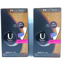 U by Kotex Barely There Thin Pantiliners, Unscented, 50 Count (Pack of 2)