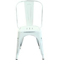 Poly and Bark Trattoria Kitchen and Dining Metal Side Chair in Distressed White (Set of 4)