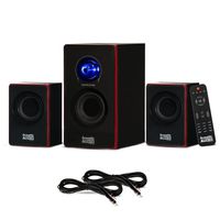 Acoustic Audio AA2103 Bluetooth Home 2.1 Speaker System and 2 Extension Cables for Multimedia