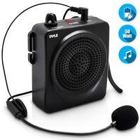 Portable PA Speaker Voice Amplifier - Built-in Rechargeable Battery w/ Headset Microphone Hands-free Waist-Band Strap & Aux 3.5mm Jack for External Audio Stream Devices - Pyle PWMA50B