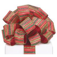 Burton and Burton 9730983#9 Christmas Glitter Stripe Wired Ribbon, Multicolor