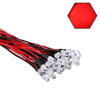 EDGELEC 30pcs 12 Volt 5mm Red LED Lights Emitting Diodes Pre Wired 7.9 inch DC 12v LED Light Clear Lens Small LED Lamps