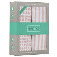Waterproof Pack N Play/Mini Portable Crib Sheet with Mattress Pad Cover Protection I Mauve Pink Stripes and Splash by Ely's & Co.