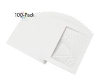 Mat Board Center, Pack of 100, 5x7 White Picture Mats with White Core for 4x6 Pictures