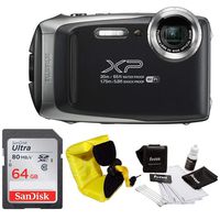 FujiFilm FinePix XP130 Rugged Waterproof WiFi Digital Camera (Dark Silver) + Focus Floating Strap & Sony 64GB Card Bundle
