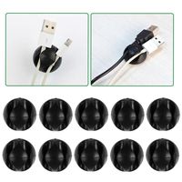 Cable Clips - Cord Organizer - Cable Management - Wire Holder System - 10Pcs Adhesive Cord Hooks - Home, Office, Cubicle, Car, Nightstand, Desk Accessories - Gift Ideas Men, Women, Dad, Mom, Him, Her