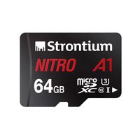 Strontium Nitro 64GB Micro SDXC Memory Card 100MB/s A1 UHS-I U3 Class 10 w/ Adapter High Speed For Smartphones Tablets Drones Action Cams (SRN64GTFU3A1A)
