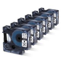 6 PK Compatible DYMO Label Cassette 1/2 Inch Black on White D1 Tape 45013 S0720530 for LabelManager 280 160 360D 420P 450D Refill Cartridge