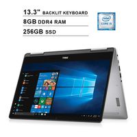 Dell 2019 Newest Inspiron 13 7000 13.3 Inch 2-in-1 Touchscreen FHD 1080P Laptop, Intel 4-Core i5-8250U up to 3.4GHz, Intel UHD 620, 8GB DDR4 RAM, 256GB SSD, Backlit KB, Windows 10, Grey