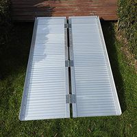 Festnight 4 FT Non-Skid Folding Ramp Two-Section Aluminum Alloy Wheelchair Loading Traction Ramp Portable Home Corridor Wheelchair Scooter Mobility Ramp Weight Capacity 500 lbs Silver Color