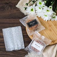 BBC Polka Dots Cookie Treat Bags for Gift Giving 200 Plastic Bags+200 Thank You Labels (3.95.3 inch)