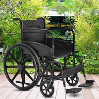 Gymax Foldable Wheelchair, Medical Transport Wheelchair FDA Approved, with Footrest and Carry Pockets, 19.6"X16.1"Seat