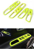 Dwindish Green ABS Interior Door Armrest Window Lift Button Cover Trim for Jeep Renegade 2015-2017