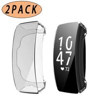 iHYQ TPU Screen Protector Compatible Fitbit Inspire HR Case, All Around TPU Full Coverage Protective Cover Shell for Fitbit Inspire/Inspire HR Smartwatch (Clear+Clear)