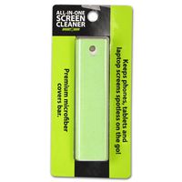 All-in-One Screen Cleaner Device with Microfiber Cloth and Anti-Bacterial Solution - Green