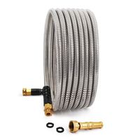 Cesun 25 Feet 304 Stainless Steel Metal Garden Hose with Solid Brass Nozzle, Lightweight Portable Durable Cool to The Touch, Flexible and No Kink, Tangle Puncture Resistant (25 Feet Upgraded)