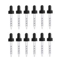 Premium Vials, 1oz 30ml, Black Regular Calibrated Measured Marked Dropper for Boston Round Bottles w/ 20-400 Neck Finish, 12 Pack