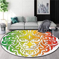 RUGSMAT Rasta Modern Washable Round Bath Mat,Colorful Lion Portrait Foam Mat Bedroom Decor Bedroom Diameter-39