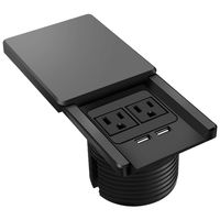 Desk Power Grommet with 4A USB, Recessed Power Strip, Fits 3" Grommet Hole, 2 Outlet 6.5 ft Extension Cord for Furniture Home