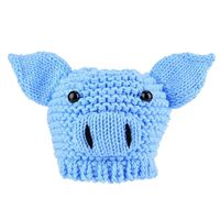 Baby Photography Props Hat, Newborn Baby Cute Cartoon Soft Comfortable Pig Pattern Hat Baby Photography Props Hat (Blue)