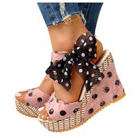 bioplj Wedge Sandals for Women Polka Dot Open Toe Elegant Wedding Party Sandals Womens Focus