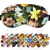 Sleep Mask Masterpieces for Women - 100% Soft Cotton - Comfortable Eye Sleeping Mask Night Cover Blindfoldfor Travel Airplane (Still Life of Flowers, Plastic Pack)