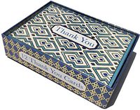 Punch Studio Set of 12 Gold Foil Thank You Note Cards ~ Blue Geometric