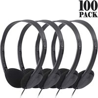 School Headphones 100 Pack,CN-Outlet Bulk Headphones for Kids Children Students Girls Boys Teens, Classroom Headphones Compatible iPad Chromebook Kindle Computer (Black)