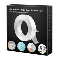 Double Sided Tape Heavy Duty - UALAU Traceless Removable Washable Nano Gel Grip Tape, Clear Sticky Adhesive Mounting Tape for Home/Office/Car Decor, Fix Carpet Mats(16.5ft)