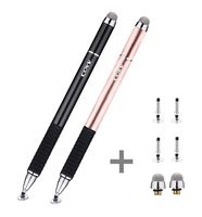 CCIVV Stylus Pen 2 in 1 Fine Point & Mesh Tip for Touch Screen, Compatible for Tablet and Cellphone (2Pcs, Black/Rose Gold)