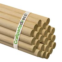 Wooden Dowel Rods - 3/4" x 36" Unfinished Hardwood Sticks - For Crafts and DIY'ers - Craftparts Direct - Bag of 5