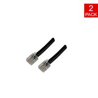 Robolt RJ12 Data Cable 6P6C (6x6) Flat Modular (2 Pack) Voice Data HAM HF Radio Cord Straight Wiring (1 Foot)