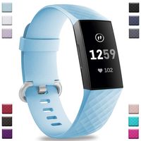 Hamile Replacement Bands Compatible for Fitbit Charge 3, Classic Edition Adjustable Sport Wristbands Watch Strap for Fitbit Charge 3, Large, Light Blue