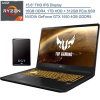 2020 ASUS TUF 15.6" FHD VR Ready Gaming Laptop Computer, AMD Ryzen 7 3750H Quad-Core(Beat i7-8565u), 16GB DDR4 RAM, 1TB HDD+ 512GB PCIe SSD, GeForce GTX 1650, Windows 10+ EST 500GB External Hard Drive