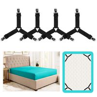 Ninelink Bed Sheet Fasteners, Triangle Sheet Straps Elastic Mattress Clips, 3 Way Fitted Bed Corner Holder Sheet Suspenders Grippers Heavy Duty for Bedding Sheets, Mattress Covers, Sofa Cushion (4PCS)