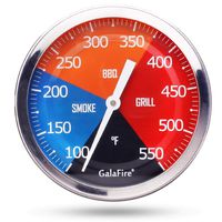 GALAFIRE 550 °F Grill Thermometer for Wood Smoker Charcoal Pit，3 3/16 inch Large Dial Face BBQ Temperature Gauge