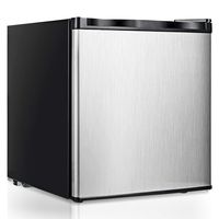 COSTWAY Compact Single Door Upright Freezer - Mini Size with Reversible Stainless Steel Door - 1.1 CU FT Capacity - Adjustable Removable Shelves