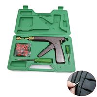 Motorcycle Spring Loaded Tire Inflator Gun Tubeless Tyre Wheel Repair Gun Set Vacuum tire repair gun kit Flat Tire Plugger Puncture Repair Kit for Motorcycle Scooter Car