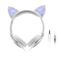 ONTA Kids Headphones with Cute LED Glowing Cat Ears and Microphone,Foldable, Noise-Canceling and Adjustable Toddlers Headphones for Boys and Girls (Grayish)