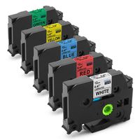 Unistar TZe Color Tape Compatible P-Touch 12mm 0.47 inch Laminated Label Replacement for TZe231 431 531 TZ631 TZ731 26.2 Feet for PTD210 PTH110 5 Pack