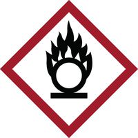 Brady 118883 Coated Paper GHS Oxidizing Picto Labels , Black/Red On White,  2" Width x 2" Height,  Pictogram "Oxidizing" (4 Labels per Card, 1 Card per Package)