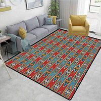 Bigdatastore Solid Carpet, Tribal Horizontal Abstract Diamond Pattern Rhombus Shape Colorful Archaic Design, Durable Carpet Area Rug - Living Dinning Room Bedroom Rugs and Carpets(2.5'x 7')