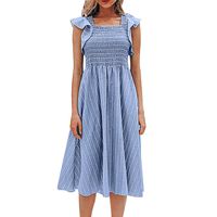 Tronet Summer Casual Dresses,Fashion Womens Beach Ruffles Sleeve Ladies Square Collar Stripe Print Long Dress