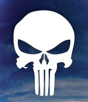 Punisher Logo 5" Decal Sticker for Cars Laptops Tablets Skateboard - WHITE