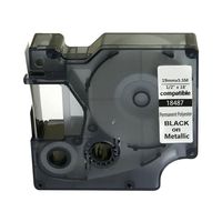 NEOUZA Compatible 18487 for DYMO Rhino Pro Industrial IND Permanent Polyester Label Tape Length 18' (Black on Metallic, 3/4" 19mm)