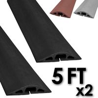 Electriduct D-2 Rubber Duct Cord Cover - Pack of 2x 5 Feet Pieces = 10 Feet Black Floor Cable Protector