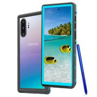 Sfulatdc Compatible with Galaxy Note 10+5G Waterproof Case, IP68 Underwater Dirtproof Shockproof Built in Screen Protector Full Body Protective Cover for Samsung Note 10 Plus Blue/Clear