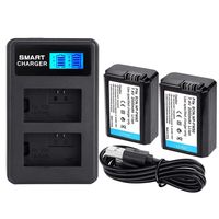 Oumij Camera Battery Charger Dual Slot USB Charging NP-FW50 Battery Charger Station with Dual Charging Station+LCD Screen for Sony A6000 A6300 A6500 A7r A