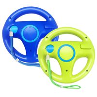 Jadebones 2 Pack Mario Kart Racing Steering Wheel with Wrist Strap for Nintendo Wii Remote Controller (Blue+Green)